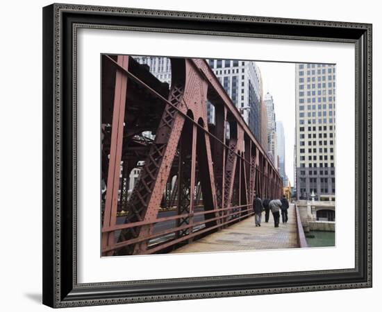 Wells Street Bridge, Chicago, Illinois, United States of America, North America-Amanda Hall-Framed Photographic Print