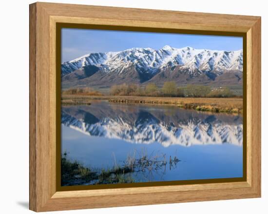 Wellsville Mountains Reflected in Little Bear River in Early Spring, Cache Valley, Utah, USA-Scott T. Smith-Framed Premier Image Canvas