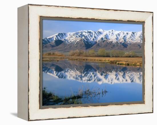 Wellsville Mountains Reflected in Little Bear River in Early Spring, Cache Valley, Utah, USA-Scott T. Smith-Framed Premier Image Canvas