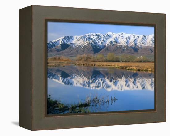 Wellsville Mountains Reflected in Little Bear River in Early Spring, Cache Valley, Utah, USA-Scott T. Smith-Framed Premier Image Canvas