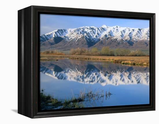 Wellsville Mountains Reflected in Little Bear River in Early Spring, Cache Valley, Utah, USA-Scott T. Smith-Framed Premier Image Canvas
