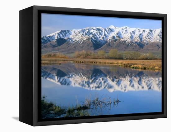 Wellsville Mountains Reflected in Little Bear River in Early Spring, Cache Valley, Utah, USA-Scott T. Smith-Framed Premier Image Canvas