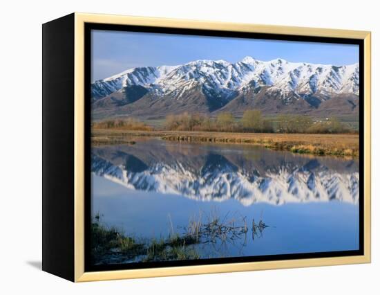 Wellsville Mountains Reflected in Little Bear River in Early Spring, Cache Valley, Utah, USA-Scott T. Smith-Framed Premier Image Canvas