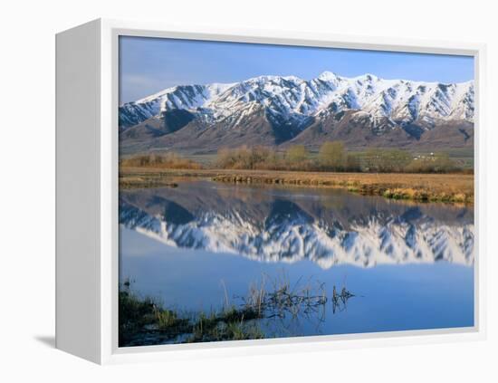 Wellsville Mountains Reflected in Little Bear River in Early Spring, Cache Valley, Utah, USA-Scott T. Smith-Framed Premier Image Canvas