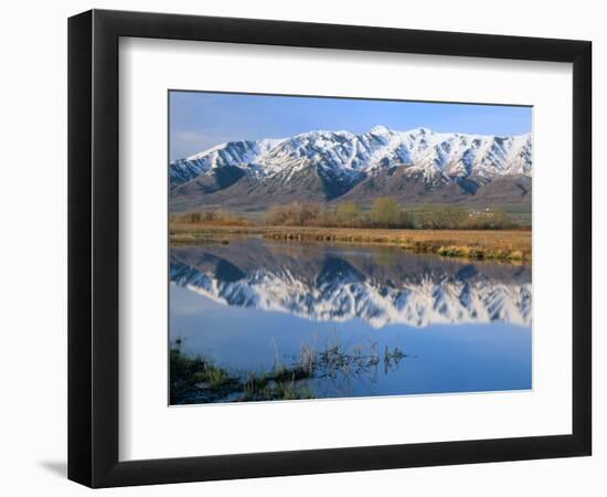 Wellsville Mountains Reflected in Little Bear River in Early Spring, Cache Valley, Utah, USA-Scott T. Smith-Framed Photographic Print