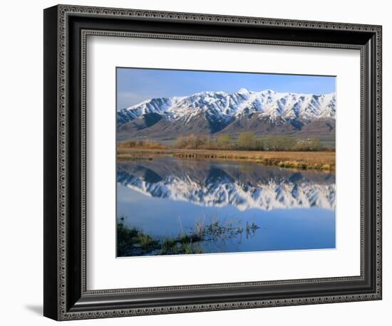 Wellsville Mountains Reflected in Little Bear River in Early Spring, Cache Valley, Utah, USA-Scott T. Smith-Framed Photographic Print