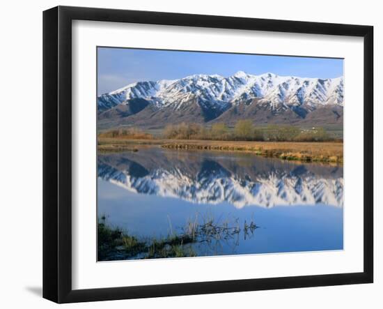 Wellsville Mountains Reflected in Little Bear River in Early Spring, Cache Valley, Utah, USA-Scott T. Smith-Framed Photographic Print