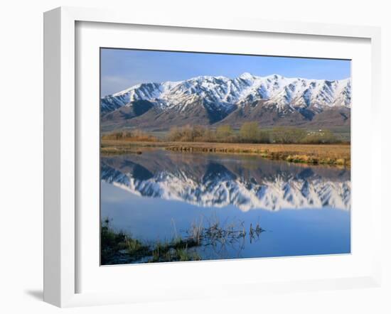 Wellsville Mountains Reflected in Little Bear River in Early Spring, Cache Valley, Utah, USA-Scott T. Smith-Framed Photographic Print