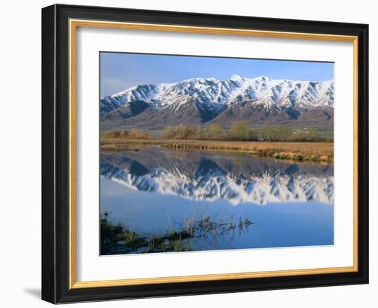 Wellsville Mountains Reflected in Little Bear River in Early Spring, Cache Valley, Utah, USA-Scott T. Smith-Framed Photographic Print