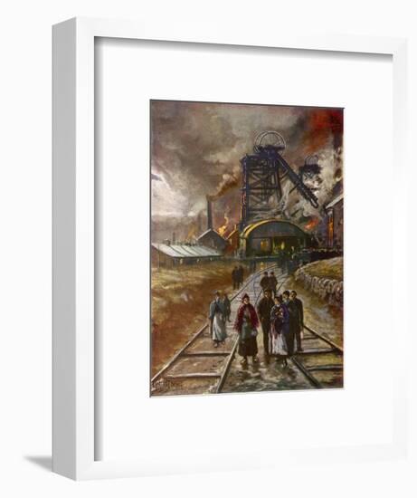 Welsh Men and Women Mineworkers Coming to Work in the Early Morning-null-Framed Art Print