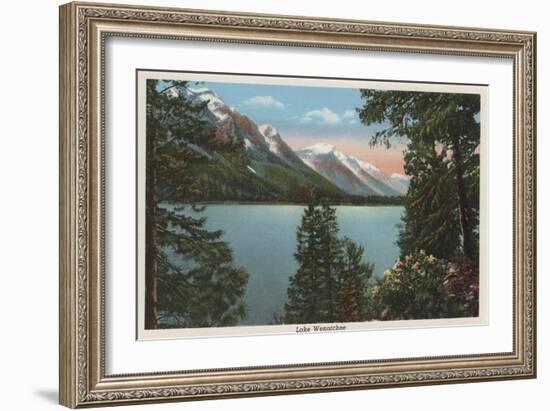 Wenatchee, WA - View of Lake Wenatchee-Lantern Press-Framed Art Print