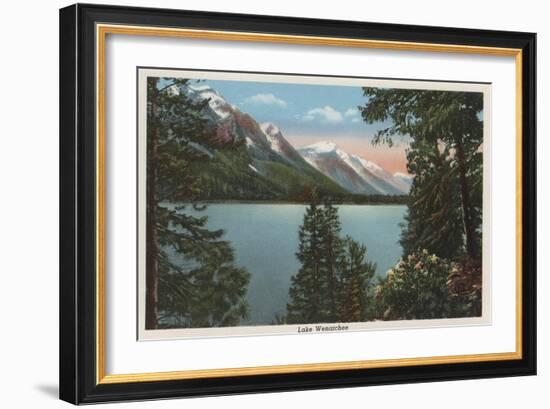 Wenatchee, WA - View of Lake Wenatchee-Lantern Press-Framed Art Print