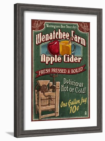 Wenatchee, Washington - Apple Cider-Lantern Press-Framed Art Print