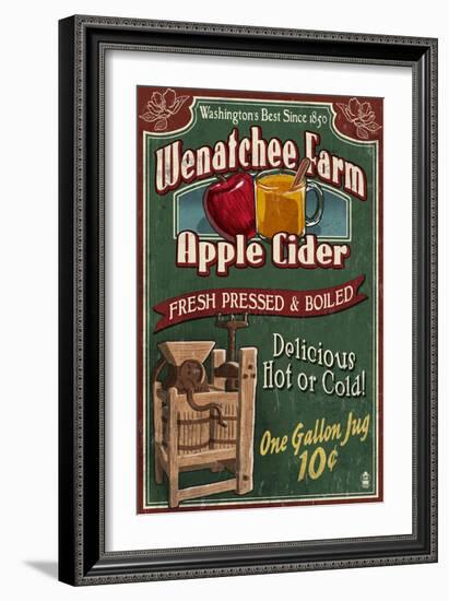 Wenatchee, Washington - Apple Cider-Lantern Press-Framed Art Print