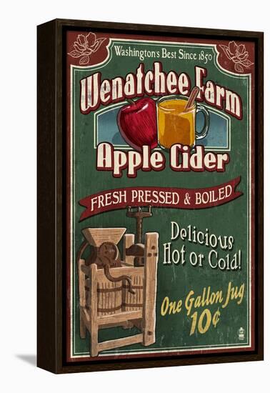 Wenatchee, Washington - Apple Cider-Lantern Press-Framed Stretched Canvas