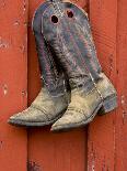 Worn Cowboy Boots Hanging, Ponderosa Ranch, Seneca, Oregon, USA-Wendy Kaveney-Photographic Print