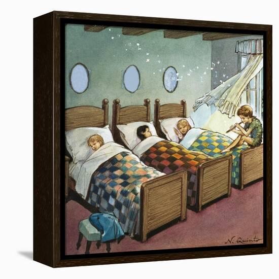 Wendy, Michael and John Sleeping, Illustration from 'Peter Pan' by J.M. Barrie-Nadir Quinto-Framed Premier Image Canvas