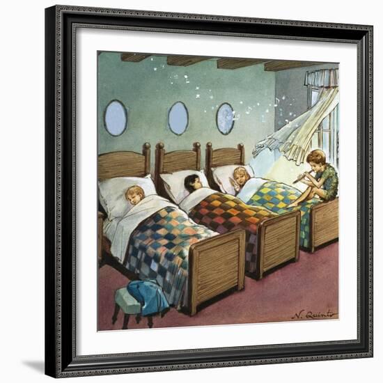 Wendy, Michael and John Sleeping, Illustration from 'Peter Pan' by J.M. Barrie-Nadir Quinto-Framed Giclee Print