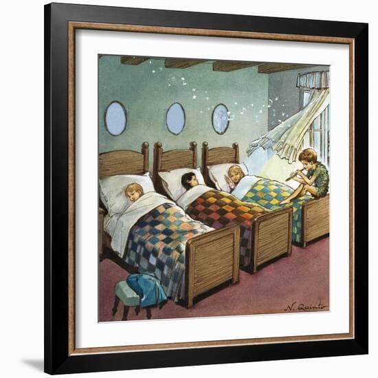 Wendy, Michael and John Sleeping, Illustration from 'Peter Pan' by J.M. Barrie-Nadir Quinto-Framed Giclee Print