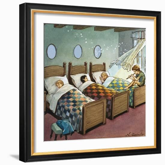 Wendy, Michael and John Sleeping, Illustration from 'Peter Pan' by J.M. Barrie-Nadir Quinto-Framed Giclee Print