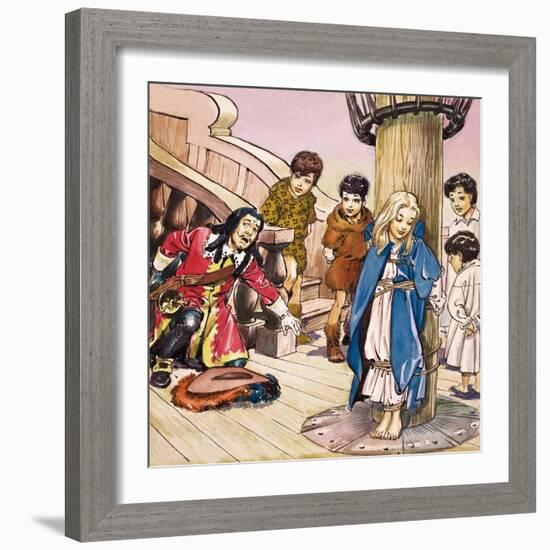 Wendy Tied to the Mast, Illustration from 'Peter Pan' by J.M. Barrie-Nadir Quinto-Framed Giclee Print