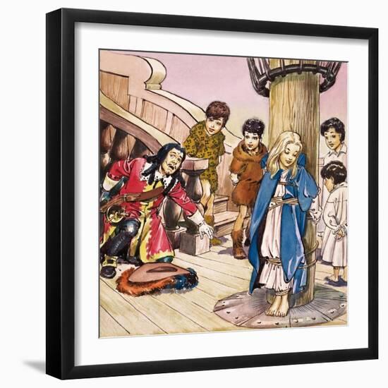 Wendy Tied to the Mast, Illustration from 'Peter Pan' by J.M. Barrie-Nadir Quinto-Framed Giclee Print