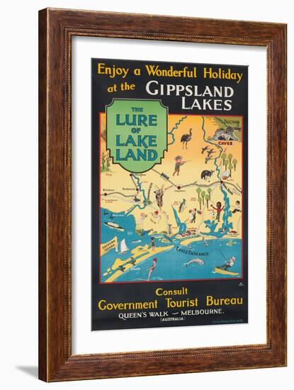 Werbeplakat des australischen Fremdenverkehrsbüros für die Gippsland-Seen-null-Framed Giclee Print