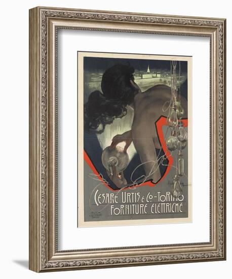 Werbeplakat für den italienischen Leuchtmittelhersteller 'Cesare Urtis &amp; Co.' 1889-Adolf Hohenstein-Framed Giclee Print