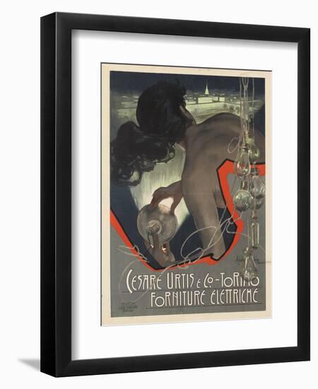 Werbeplakat für den italienischen Leuchtmittelhersteller 'Cesare Urtis &amp; Co.' 1889-Adolf Hohenstein-Framed Giclee Print