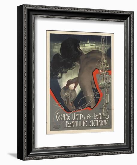 Werbeplakat für den italienischen Leuchtmittelhersteller 'Cesare Urtis &amp; Co.' 1889-Adolf Hohenstein-Framed Giclee Print