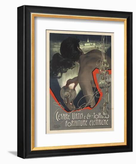 Werbeplakat für den italienischen Leuchtmittelhersteller 'Cesare Urtis &amp; Co.' 1889-Adolf Hohenstein-Framed Giclee Print