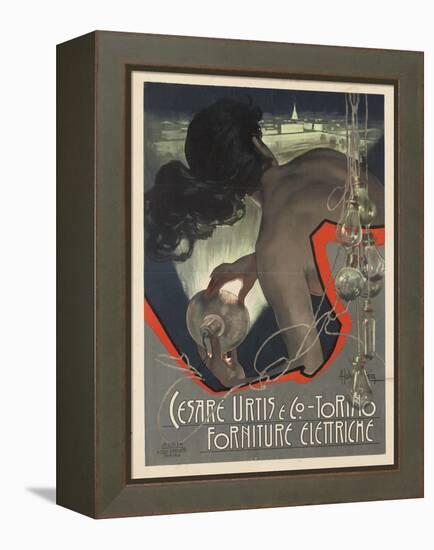 Werbeplakat für den italienischen Leuchtmittelhersteller 'Cesare Urtis &amp; Co.' 1889-Adolf Hohenstein-Framed Premier Image Canvas