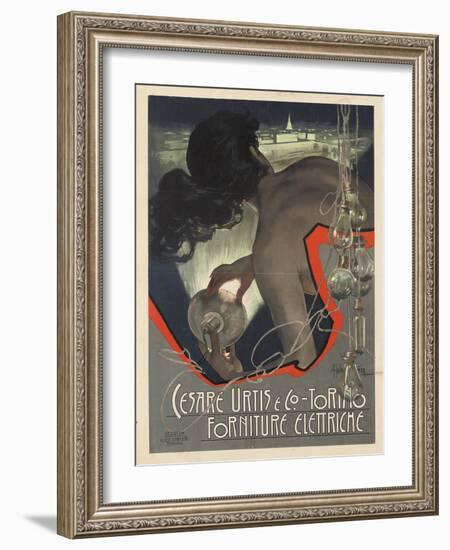 Werbeplakat für den italienischen Leuchtmittelhersteller 'Cesare Urtis &amp; Co.' 1889-Adolf Hohenstein-Framed Giclee Print