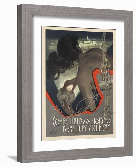 Werbeplakat für den italienischen Leuchtmittelhersteller 'Cesare Urtis &amp; Co.' 1889-Adolf Hohenstein-Framed Giclee Print