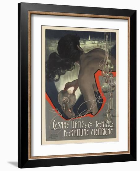 Werbeplakat für den italienischen Leuchtmittelhersteller 'Cesare Urtis &amp; Co.' 1889-Adolf Hohenstein-Framed Giclee Print