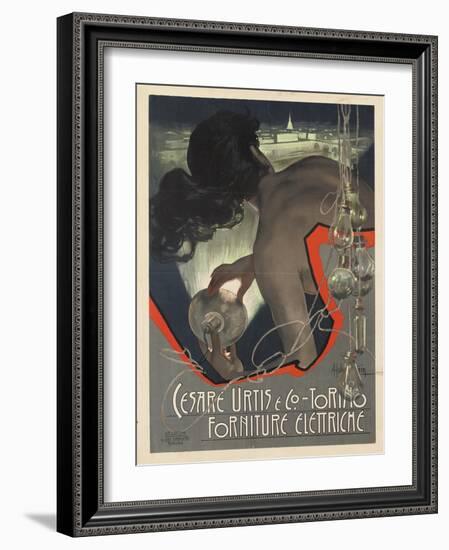 Werbeplakat für den italienischen Leuchtmittelhersteller 'Cesare Urtis &amp; Co.' 1889-Adolf Hohenstein-Framed Giclee Print