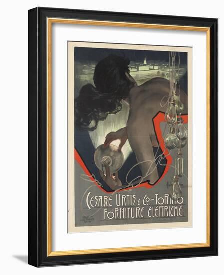 Werbeplakat für den italienischen Leuchtmittelhersteller 'Cesare Urtis &amp; Co.' 1889-Adolf Hohenstein-Framed Giclee Print