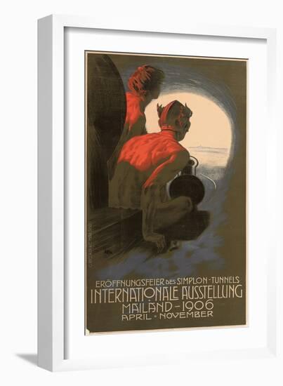 Werbeplakat für die Weltausstellung in Mailand 1906 anlässlich der Eröffnung des Simplontunnels-null-Framed Giclee Print