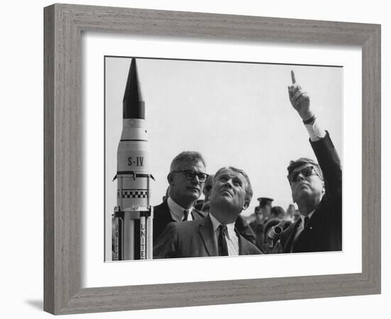 Wernher Von Braun Explains the Saturn Launch System to President Kennedy, Nov. 16, 1963-null-Framed Photo