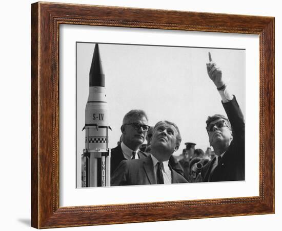 Wernher Von Braun Explains the Saturn Launch System to President Kennedy, Nov. 16, 1963-null-Framed Photo