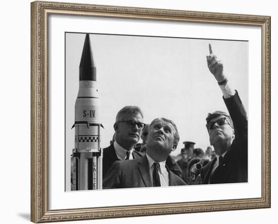 Wernher Von Braun Explains the Saturn Launch System to President Kennedy, Nov. 16, 1963-null-Framed Photo