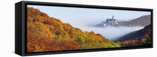 Wernigerode Castle Emerging from Morning Fog, All around Autumnal Woods, Saxony-Anhalt-Andreas Vitting-Framed Premier Image Canvas