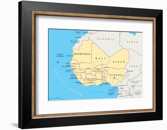 West Africa Region, Political Map-PeterHermesFurian-Framed Photographic Print