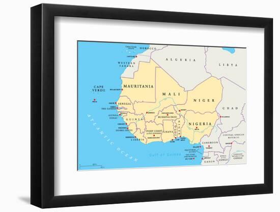 West Africa Region, Political Map-PeterHermesFurian-Framed Photographic Print