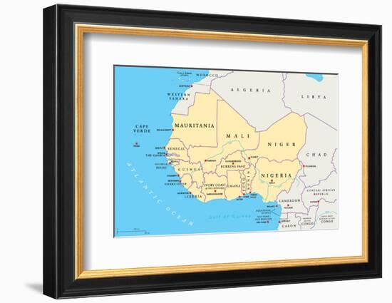 West Africa Region, Political Map-PeterHermesFurian-Framed Photographic Print