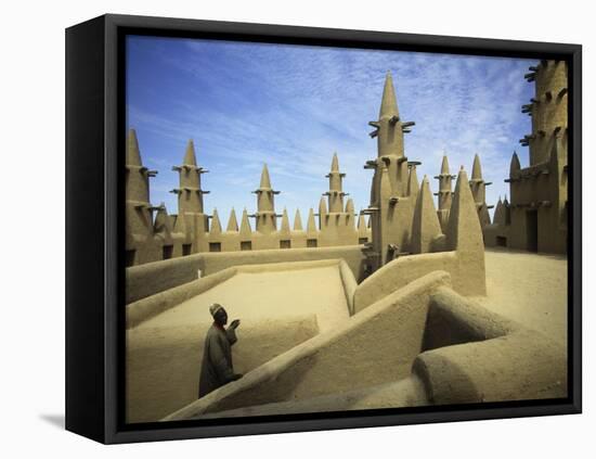 West African Man at Mosque, Mali, West Africa-Ellen Clark-Framed Premier Image Canvas