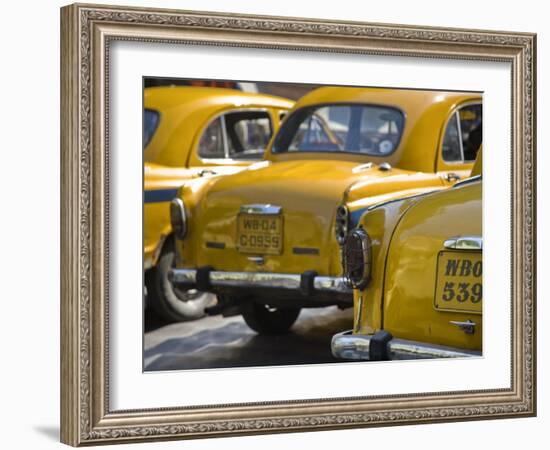 West Bengal, Kolkata, Calcutta, Yellow Ambassador Taxis, India-Jane Sweeney-Framed Photographic Print