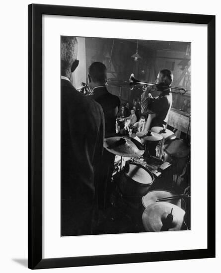 West Coast Jazz 'Kid' Ory Edward, Playing Jazz with a Band-Loomis Dean-Framed Premium Photographic Print