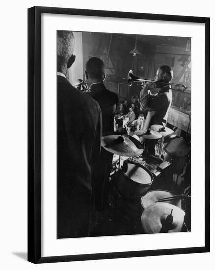 West Coast Jazz 'Kid' Ory Edward, Playing Jazz with a Band-Loomis Dean-Framed Premium Photographic Print