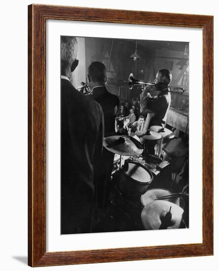 West Coast Jazz 'Kid' Ory Edward, Playing Jazz with a Band-Loomis Dean-Framed Premium Photographic Print